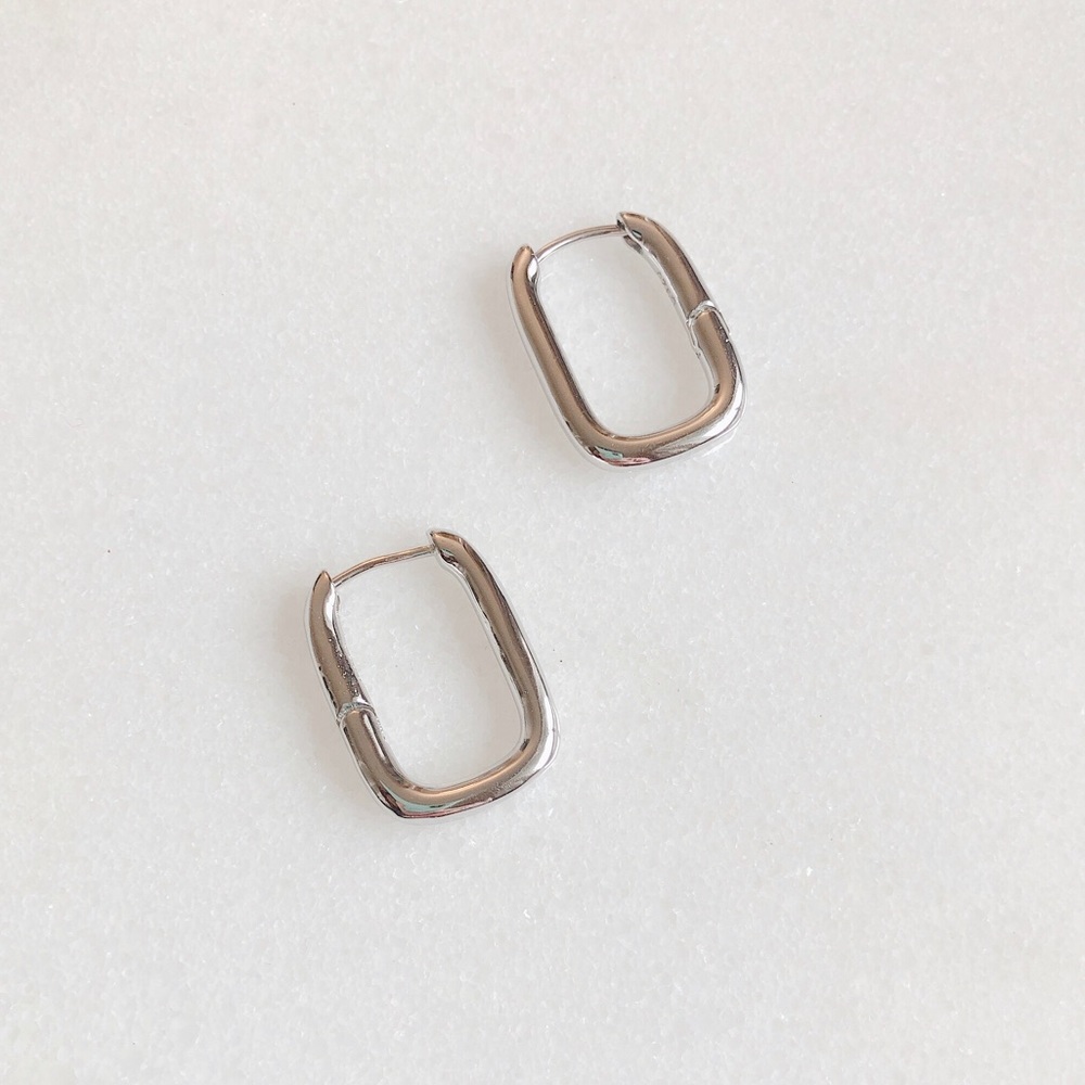 S925 geometric big oval hoop earrings